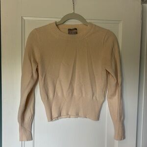 J. Crew Cream Crew Neck Sweater Fitted Knit